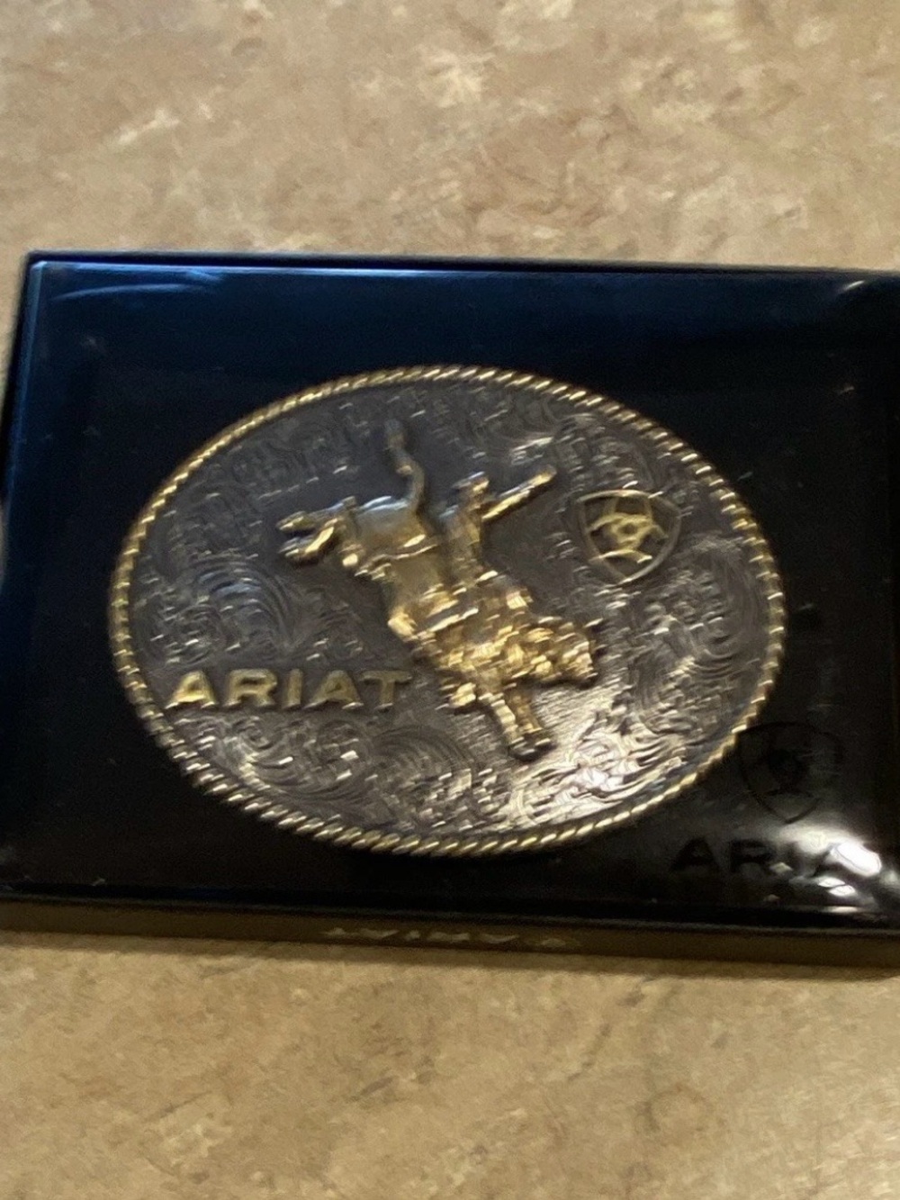 Ariat Gold and Silver Rodeo Bull Oval Emblem